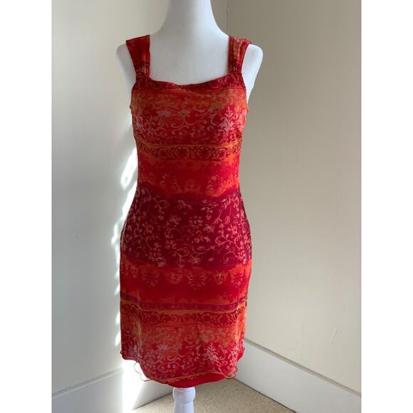 Hana Dresses & Skirts - Vintage Y2K Hana Floral Chiffon Mini Dress Small Red Whimsygoth Fairycore